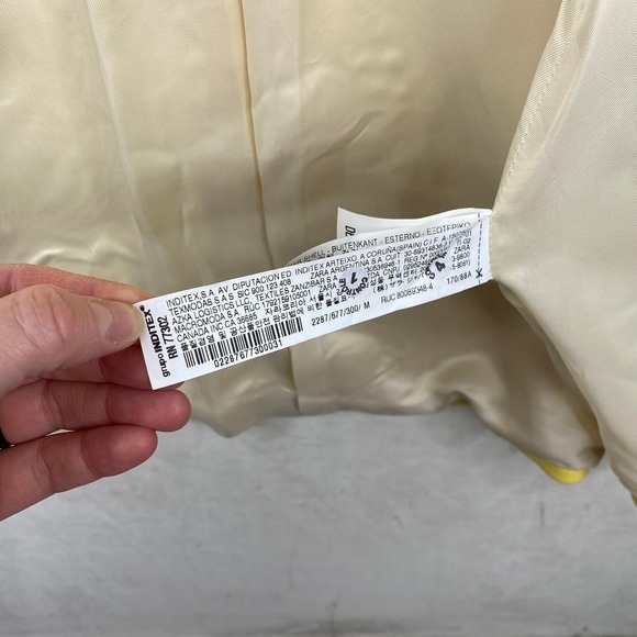 Zara Yellow Round Neck Full Zip Tailored Coat 3/4 Length Sleeves Size Medium - Picture 9 of 10